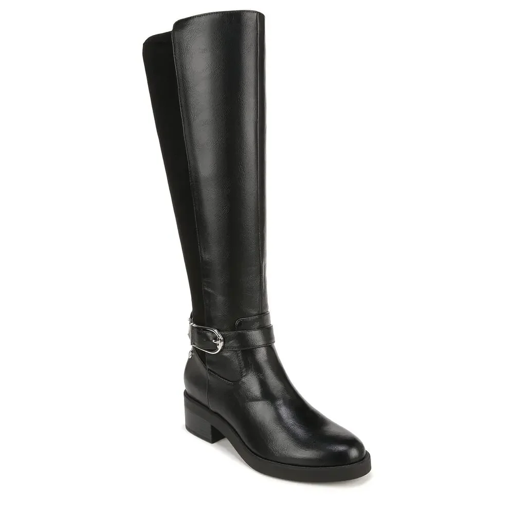 LIFESTRIDE WOMENS BROOKS KNEE HIGH RIDING BOOTS BLACK FAUX WIDE CALF 9 W